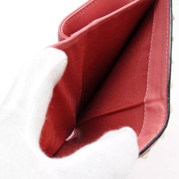 Auth Valentino Garavani Bifold Wallet Pink / Gold leather/metal authentic - Picture 6 of 12